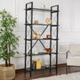 Nordure Estantería Wood Black, Negro - Tablero Melamina y Metal, 90x180x33.5 cm